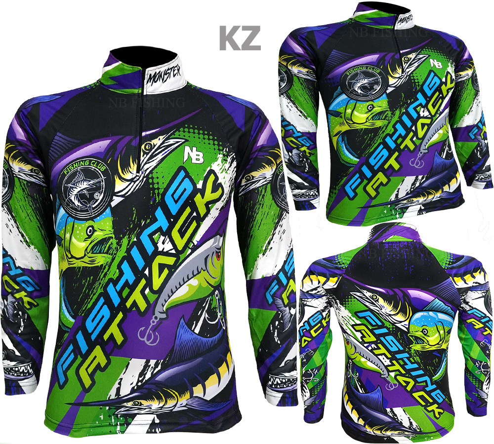 KZ เสื้อตกปลา Fishing Attack ป้องกันแสง UV  ไซส์ L (เปลี่ยนขนาดโซส์ได้)