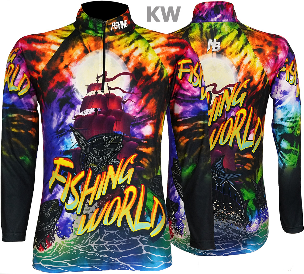 เสื้อ Fishing World Style มัดย้อม ป้องกันแสง UV - ไซส์ L (เปลี่ยนขนาดโซส์ได้)