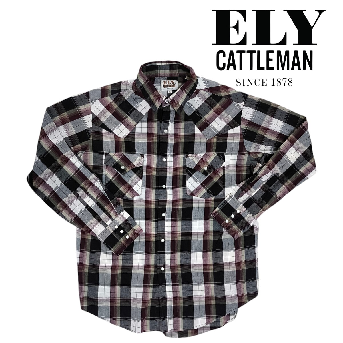 ELY cattleman  เชิ้ตแขนยาว กระดุมมุก สวยใหม่มาก อก48นิ้ว