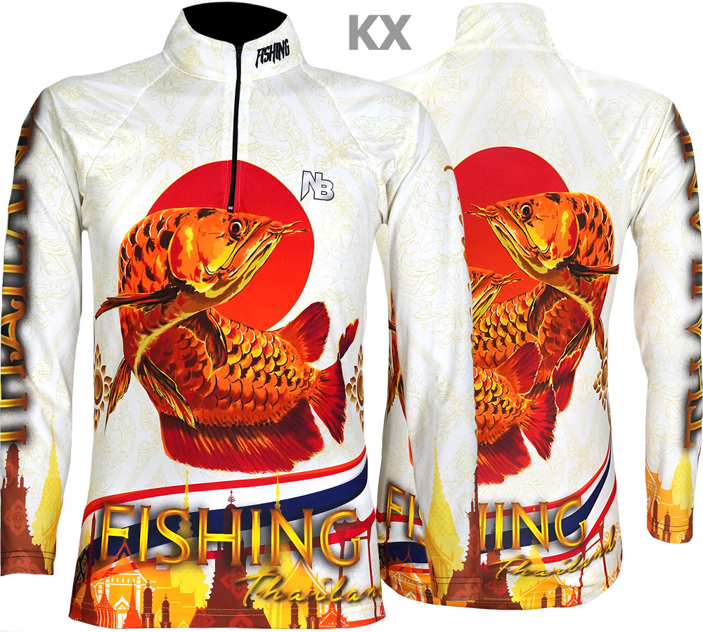 เสื้อตกปลา White Gold Fishing Thailand ป้องกันแสง UV-ไซส์ L (เปลี่ยนขนาดโซส์ได้)