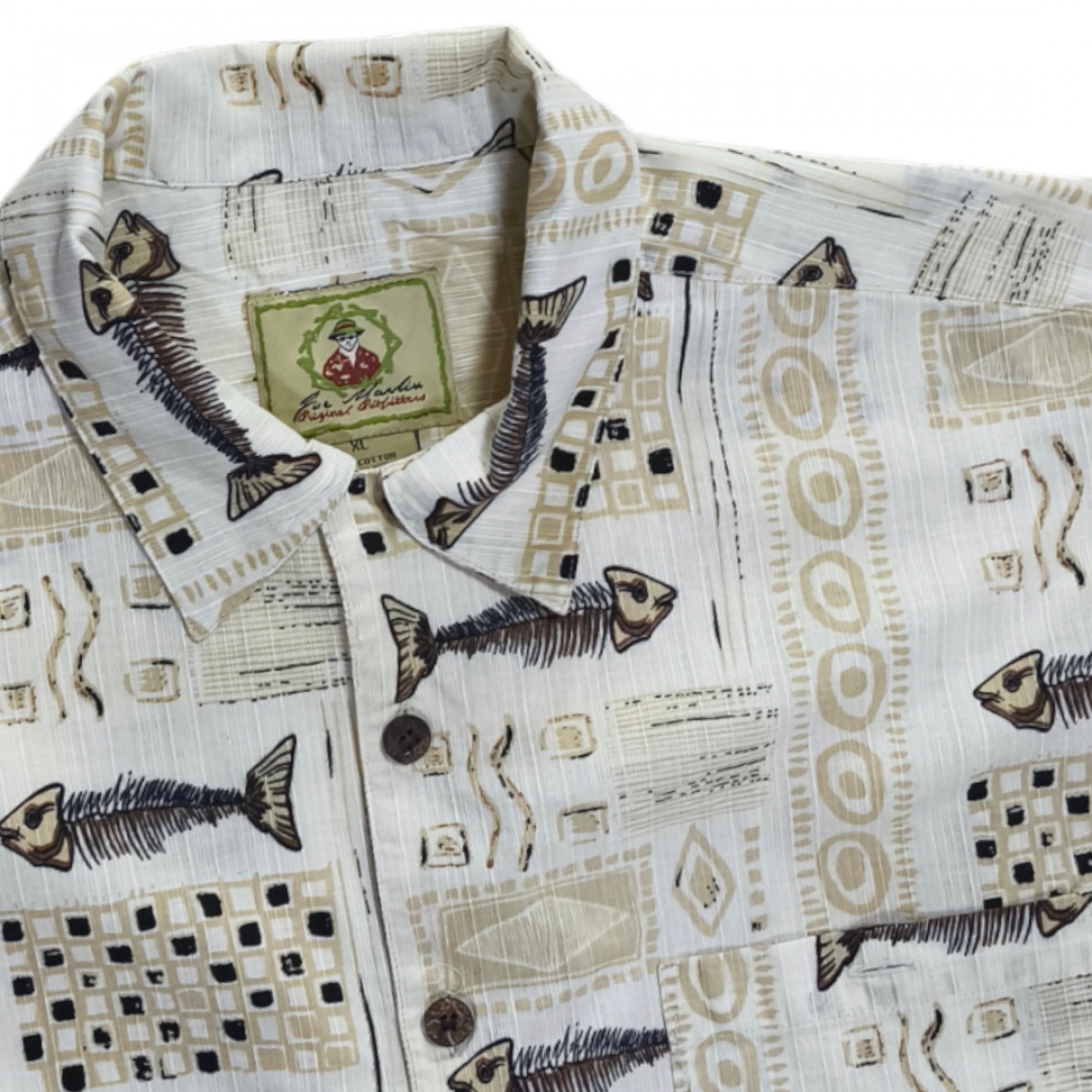 Joe Marlin Original Shirt Fish Bones เชิ้ตแขนสั้นลายปลา