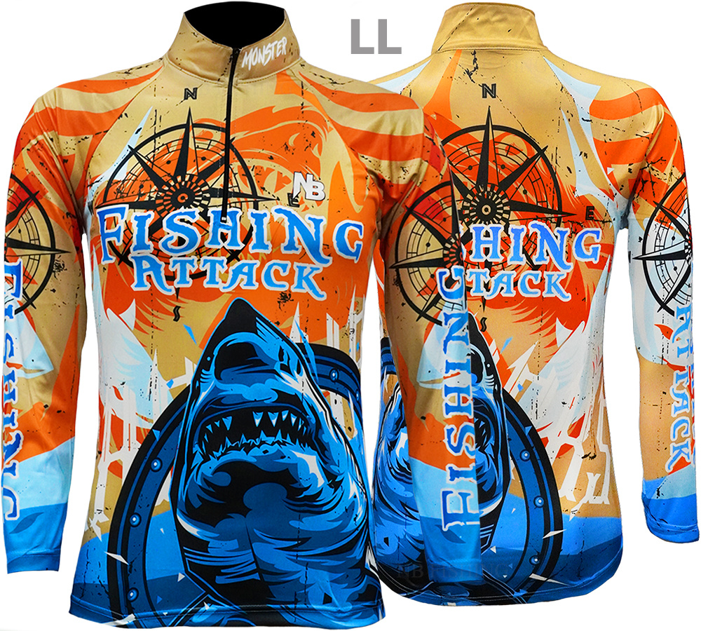 เสื้อตกปลา Shark Fishing Attack ป้องกันแสง UV - ไซส์ L