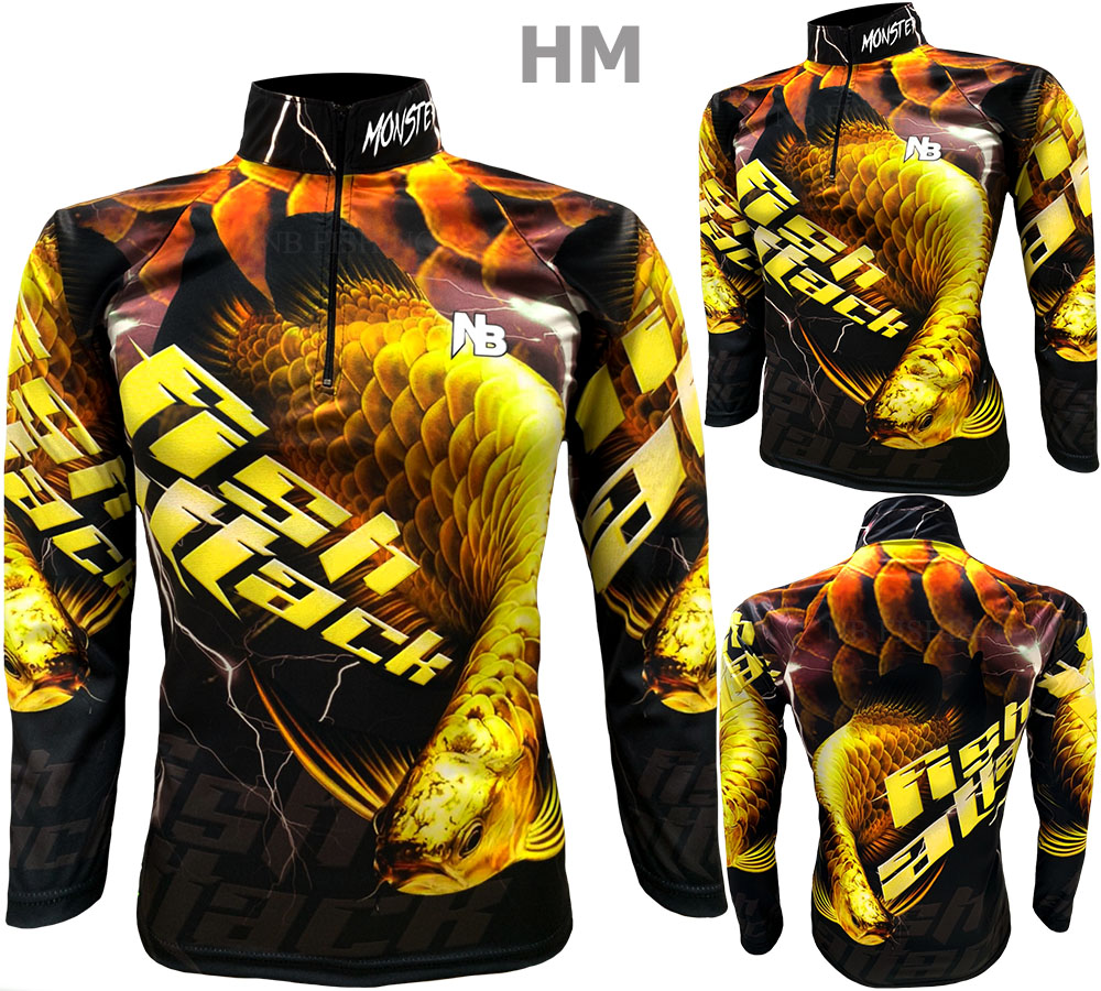 HM เสื้อตกปลา Gold Fish Attack ป้องกันแสง UV  ไซส์ L (เปลี่ยนขนาดโซส์ได้)