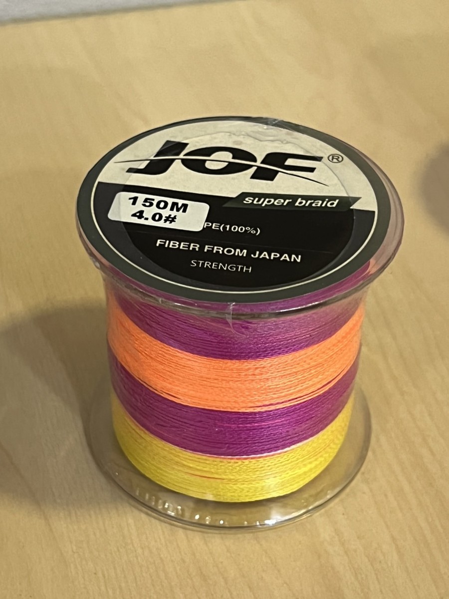 PE JOF รุ่น Super ถัก PE 4.0 (50 ปอนด์)_หน้าตัด 0.32 mm สายสีรุ้ง ยาว 150 เมตร 