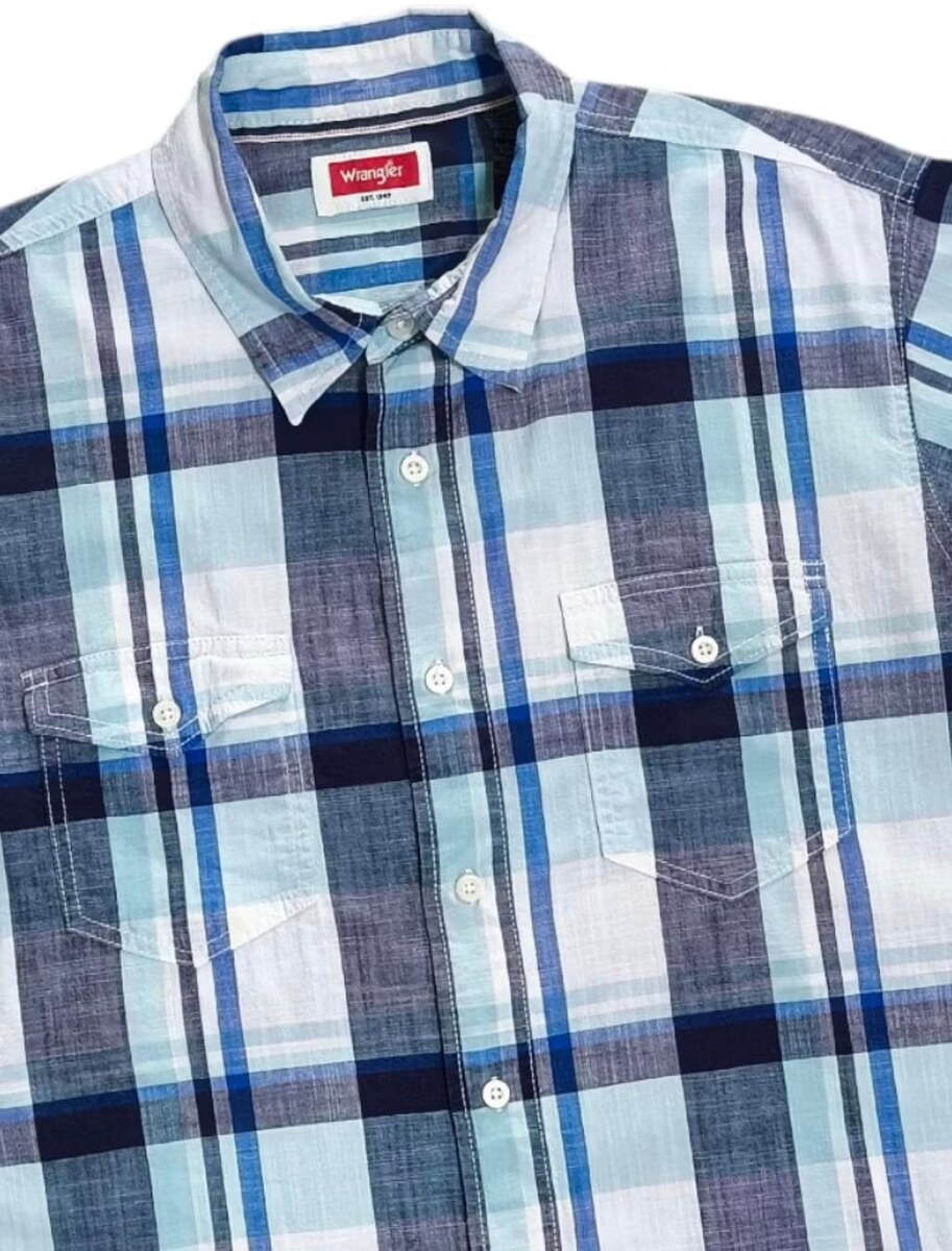 Wrangler แท้ เชิ้ตแขนสั้นผ้าฟอกนิ่มใส่สบาย 48นิ้ว สภาพสวยใหม่มาก