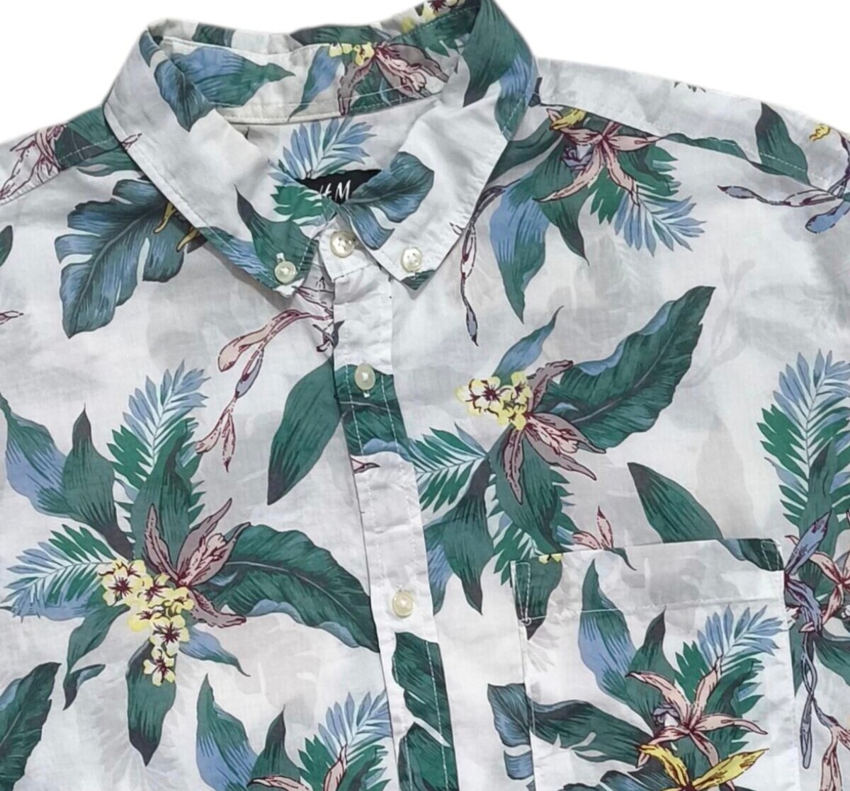 H&M ฮาวาย slim Fit เชิ๊ตแขนสั้นอก Size ( อก 46