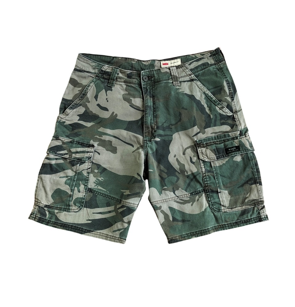 ++ กก.ลายพราง คาโก้ ขาสั้น Wrangler เอว 35 นิ้ว 