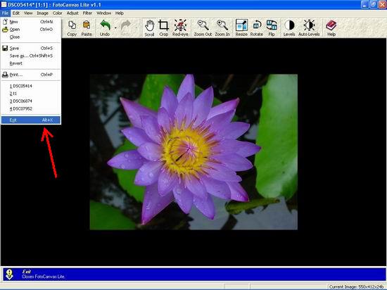   คลิ๊กที่ File  ----->  Exit   เพื่อออกจากโปรแกรมดังลูกศรที่ชี้ในภาพ