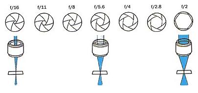 ไดอะแฟรม (Diaphragm) 

ในตัวเลนส์ จะมีกลไกชิ้นหนึ่งที่ใช้ ในการควบคุมปริมาณแสงให้แสงผ่านเลนส์ ไปยั