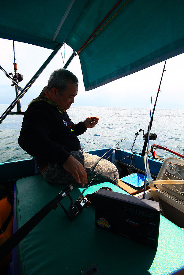 น้าใหญ่เห็นหัวเรือได้ปลาเก๋าขึ้นมาคลายเหงา ก้อรีบประกอบเบ็ดลงลุยบ้าง...

เอ้าช่วยกัน ได้ปลาเนื้อดี