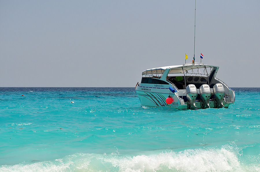 ท้ายเรือเกาะไว้ด้วยเครื่อง 225 แรง ยี่ห้อ Honda วีเทค  ทั้งหมด 3 เครื่อง  

ถามคนขับเรือบอกว่าพึ่ง