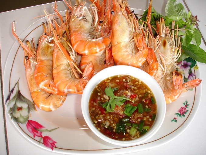 กุ้งเผา น้ำจิ้ม สามรส :umh: