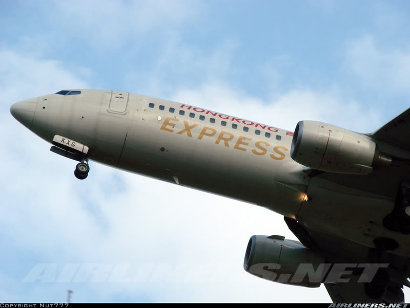 สายการบิน Hong Kong Express Airways 
ทะเบียนเครื่องบิน B-KXG 
แบบเครื่องบิน Boeing 737-808 
เส้นท