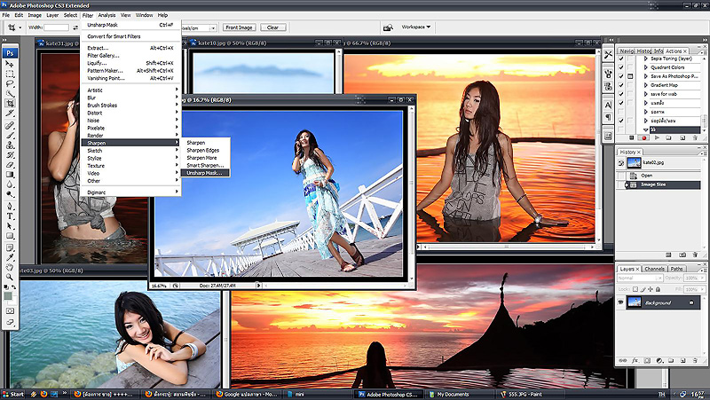 เมือกดโอเคแล้วมาปรับความคมชัดที่ Filter ---> Sharpen--> Unsharp mark



