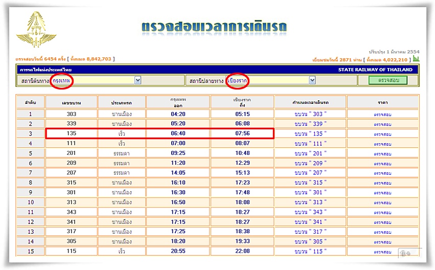 จากนั้นก็เช็คเวลารถไฟที่  [url='http://www.railway.co.th/checktime/checktime.asp']http://www.railw