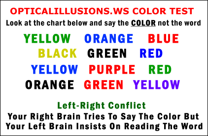 คุณเห็นสีอะไรให้คุณพูดสีนั้นเป็นภาษาอังกฤษไล่ไปเรื่อยๆ จนหมด ถ้าคุณพูดติดขัด ตะกุกตะกัก ก็สอบไม่ผ่าน