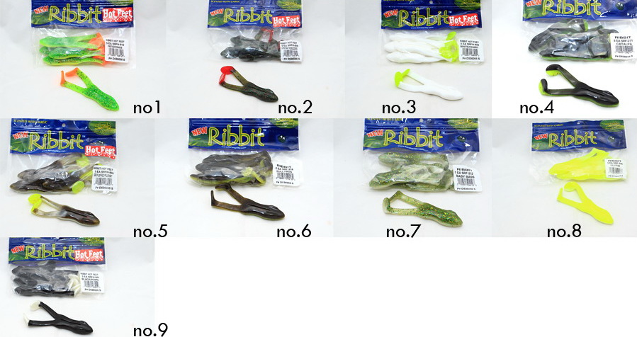 เหยื่อยางที่ผมใช้แบบแรกคือ  Ribbit ครับ

สีที่เคยได้ปลาคือ  no.8   ได้ชะโด  สอง กก  ตอนสิบเอ็ดโมงค