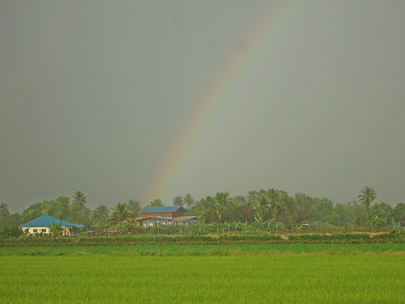 แว็นซ์..ตากฝนกันมา จนฝนเริ่มซา  พระอาทิตย์..ขึ้นจากขอบฟ้า แสงแดดส่องผ่านละอองน้ำในอากาศ ทำให้   [b]