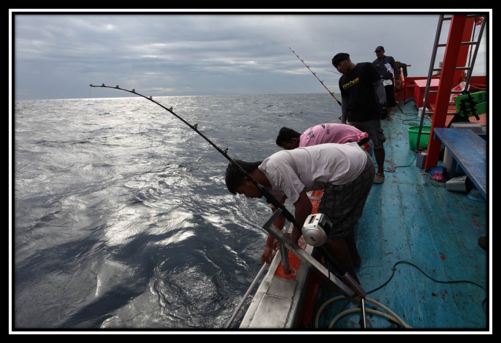 ทางด้านหัวเรือ....ก็ได้รับการต้อนรับจากหมายนี้ครับ....เสี่ยออฟ..ลงไปเกี่ยวปลาเอง... :laughing: :laug