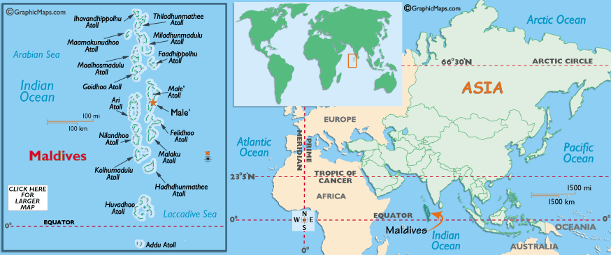 ตำแหน่งของประเทศ เมาดีฟ ครับ ดูที่แผนที่โลกก่อน เล็กนิดเดียว