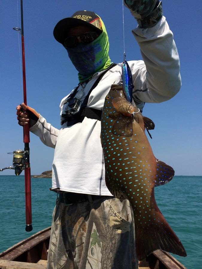 [center]ภาพจากเรืออีกลำ น้าหมูเบนซ์กับ กุดสลาดขีดฟ้า Roving Coralgrouper (Plectropomus Pessuliferus)