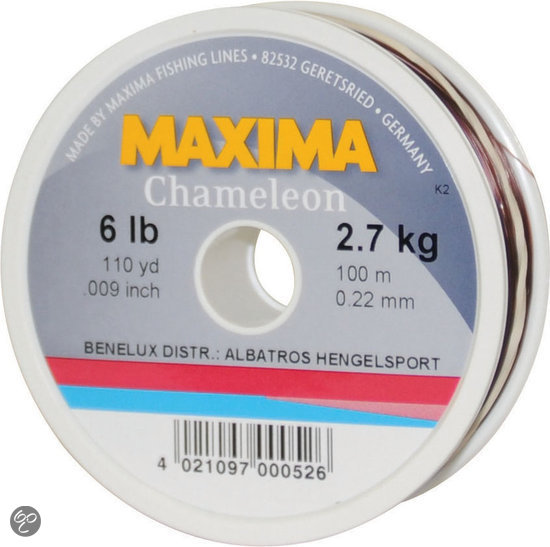 Maxima Chameleon Monofilament Leader Material features Maxima's tough, high durability finish for e