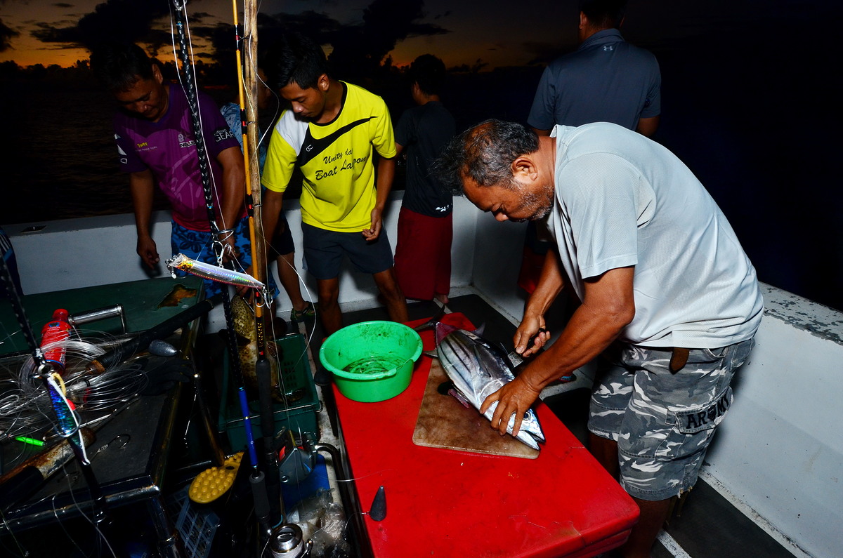 พี่เอกปลุกเร้าทีมหน้าดินด้วยปลาโอสดที่ลากเบิร์ดได้ในตอนกลางวันมาแล่เป็นเหยื่อนักล่าใต้ทะเล :smile: :