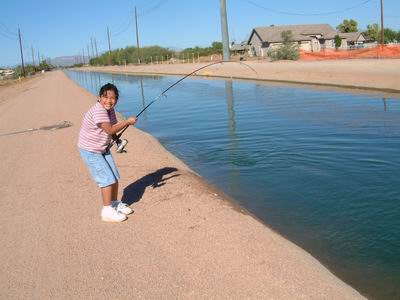 Her first big fish in Arizona