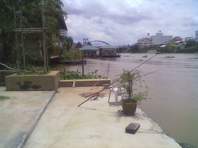 ตกปลากาแม่น้ำ หลังสถานีรถไฟอยุธยา