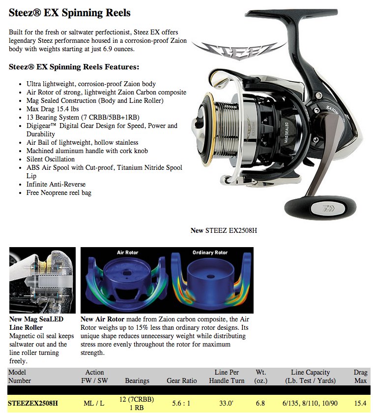 DAIWA EXIST2508 PE-H vs DAIWA STEEZ EX2508 H : Fishing Question/Comment