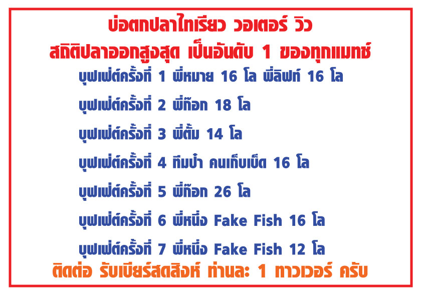 บ่อไทเรียวลงปลาใหม่สำหรับตกกระพงบุฟเฟ่ต์ล้าน% ครั้งที่ 8