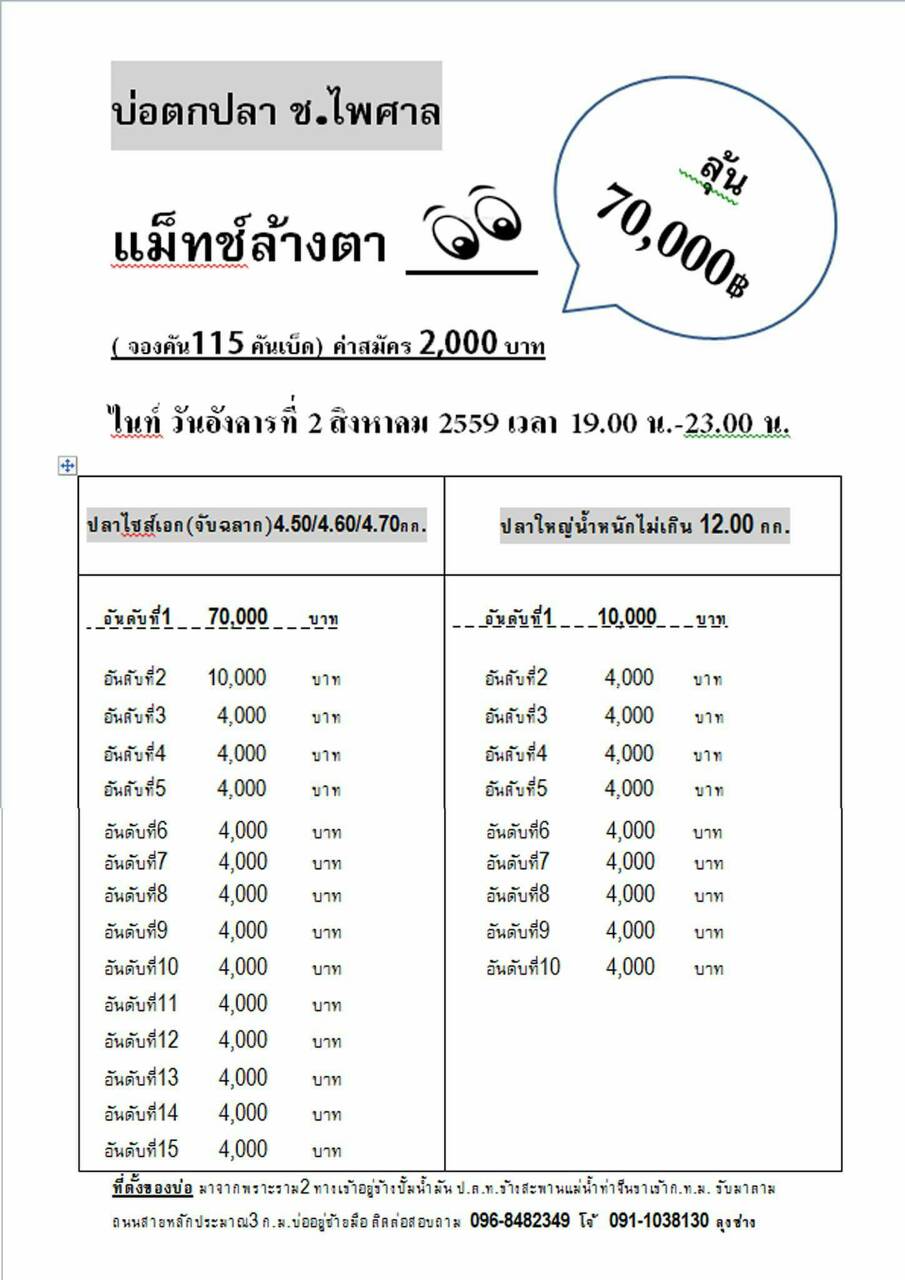 จองคัน2.000ลุ้น70.000บ่อ ช.ไพศาลสมุทรสาคร