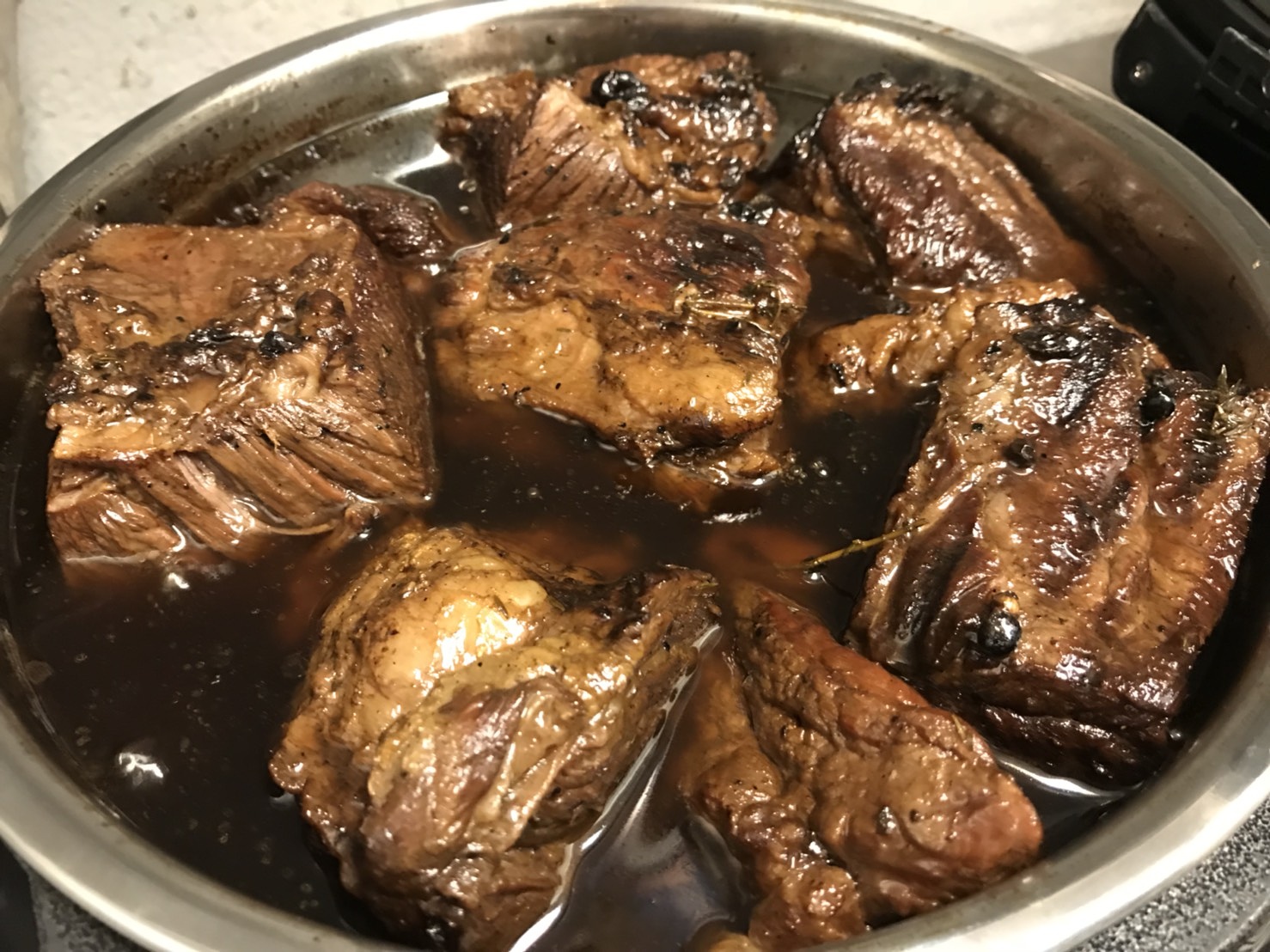 Boneless Braised Short Ribs with Black Riceberry and Bok Choy.