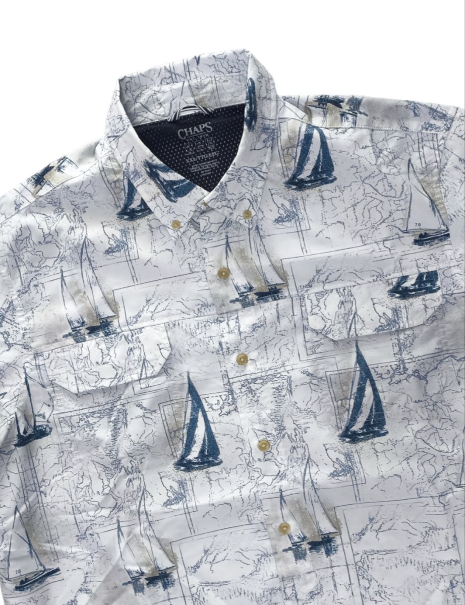 CHAPS เสื้อลายเรือลายเรือใบ สภาพใหม่มาก  Made in  Bangladesh อก52