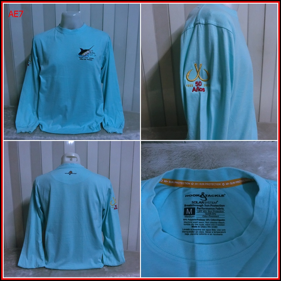 AE7. HOOK&TACKLE /GUY HARVEY Quick-Dry เสื้อยืด US ลายปลา แขนยาว( งานปัก) สภาพใหม่ ของ HOOK&TACKLE /