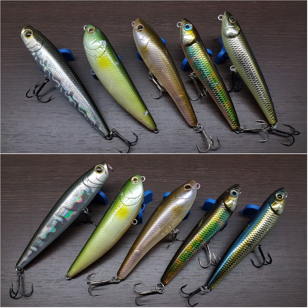 A5: Lucky Craft Gunnish 95F, 12 g Floating ลำตัวโครมเงินเงาสะท้อนแสงเป็นลายเหลือบรุ้ง สันหลังเทาลายเ