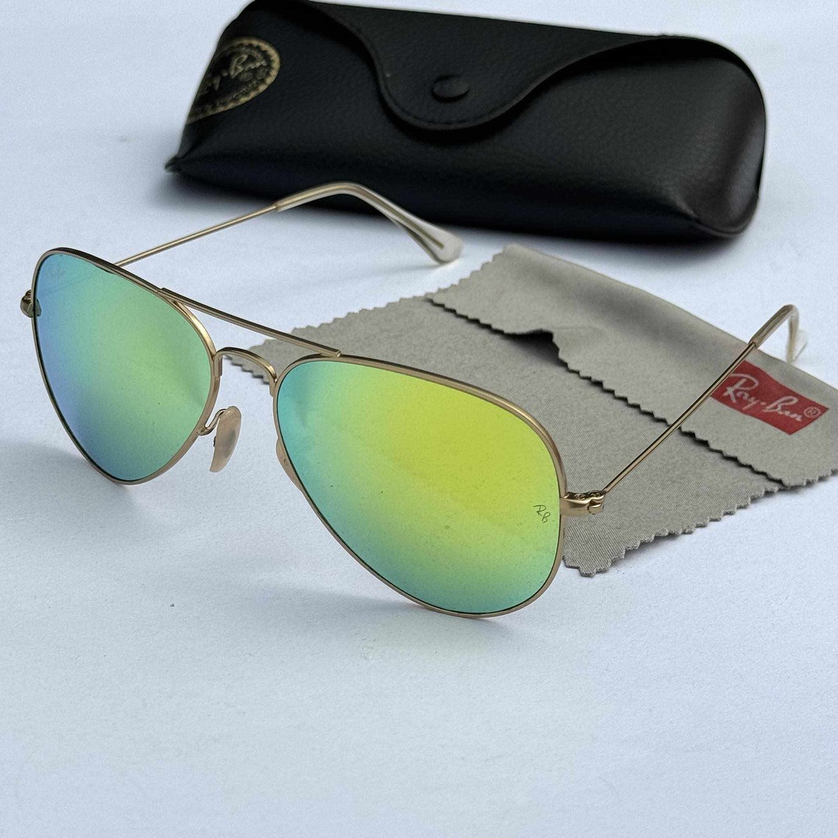 Rayban RB 3025 AVIATOR ไซส์58 แท้100% เลนส์สีเขียวส้ม สภาพสวยเลนส์ไม่มีรอยใดๆ