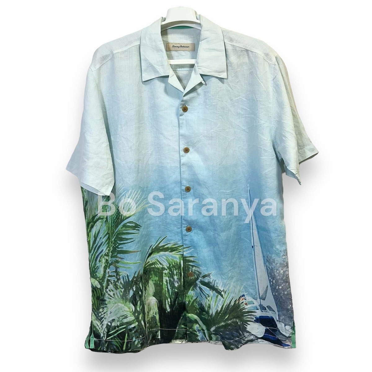 Tommy Bahama เชิ้ตแขนสั้นผ้าลินิน อก46