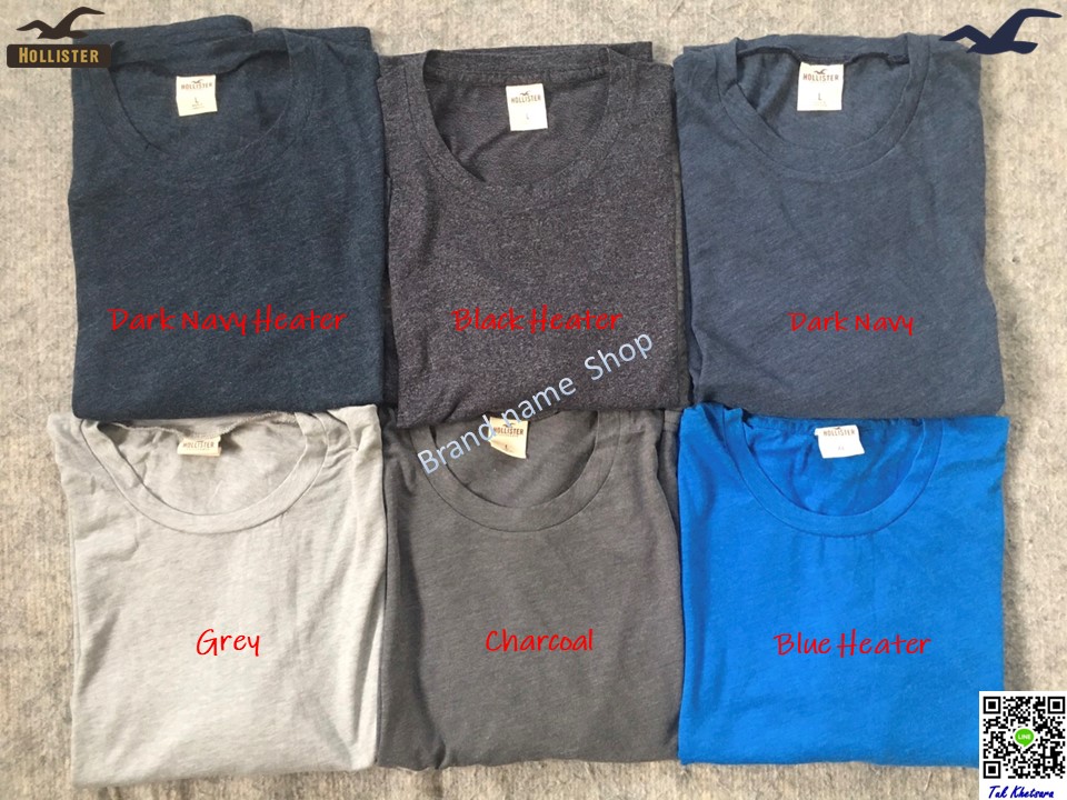 รอบอก 40-41/42-43/44-45”เสื้อคอกลมสีพื้น Hollister T-Shirt เนื้อผ้าบาง แห้งไว 