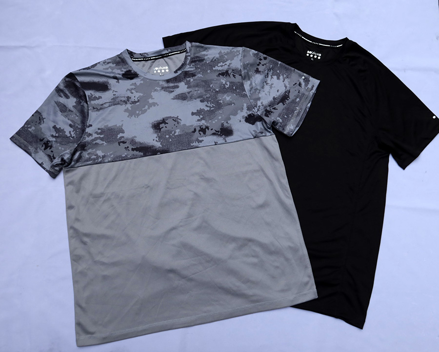 SOULUX /L/XL (44/46) เสื้อกีฬาแขนสั้นผ้าแห้งเร็ว 2 สีสวยใหม่ดีมาก ราคารวมส่ง ker