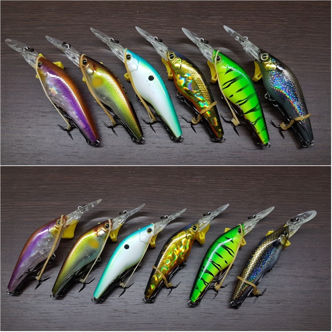 A9: Duel Hardcore Shad SR 60SF, 6 g Slow Float ลำตัวใสหลังม่วง สันหลังน้ำตาล ท้องขาว มือกะพง กระสูบ 