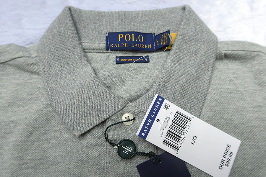 Polo Ralph Lauren custom slim fit /L/XL (44/46) เสื้อยืดปกโปโล 3 สีใหม่แท้ kerry