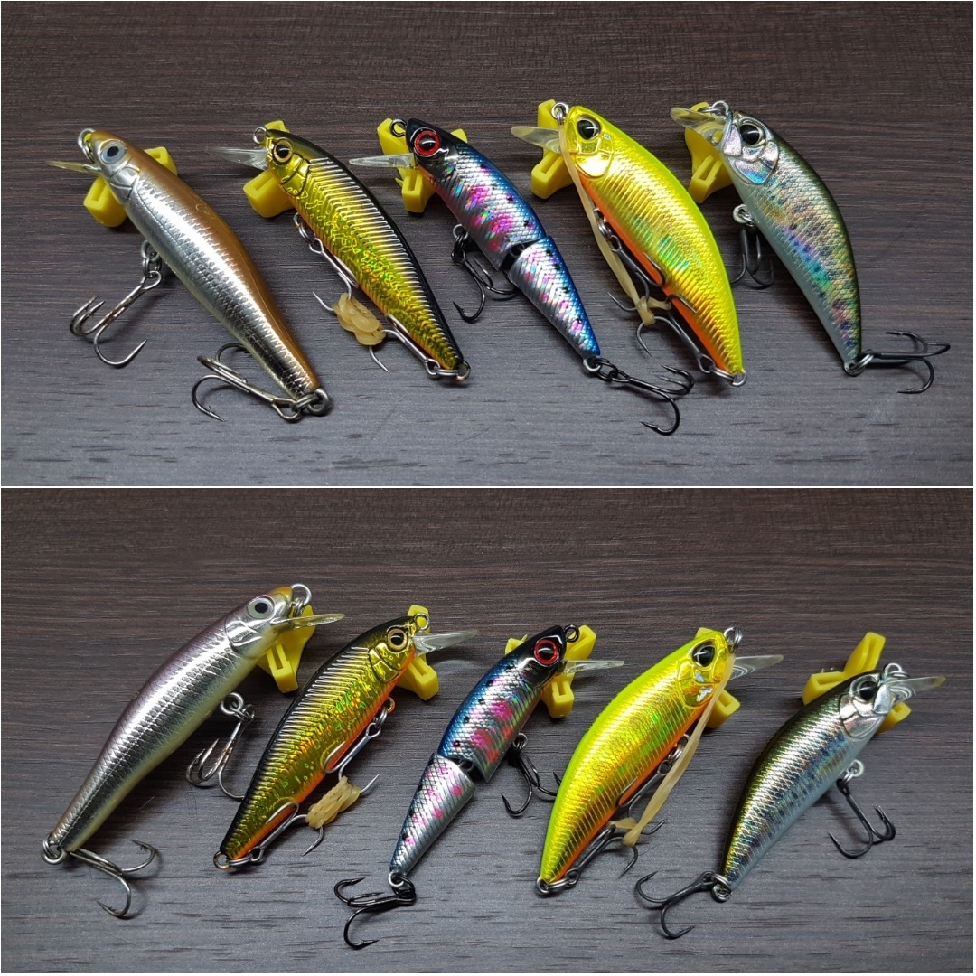 A5: Megabass Great Hunting 50S, 3.4 g Sinking ลำตัวโครมเงินเงา หลังน้ำตาลอ่อนเหลือบม่วง มือกะพง กระส