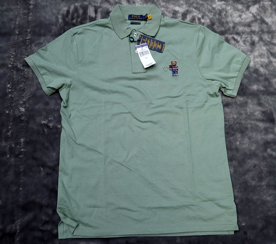 Polo Ralph Lauren custom slim fit /L/XL (44/46) เสื้อยืดปกโปโล 2 สีใหม่แท้ kerry