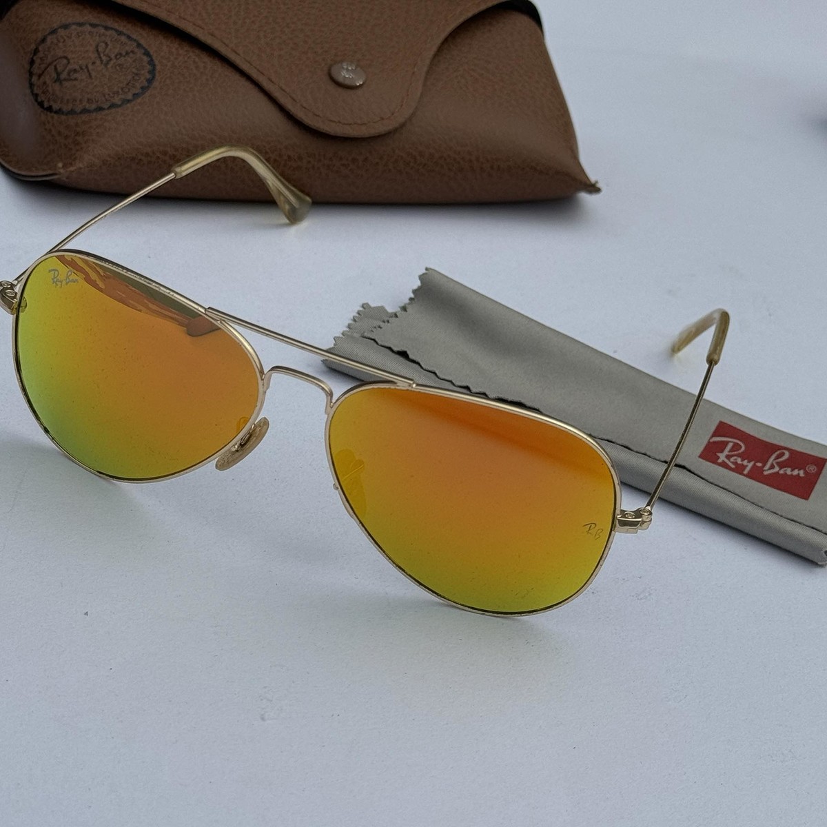 Rayban RB AVIATOR ไซส์58 แท้100% เลนส์สีส้ม สภาพสวยเลนส์ไม่มีรอยใดๆ