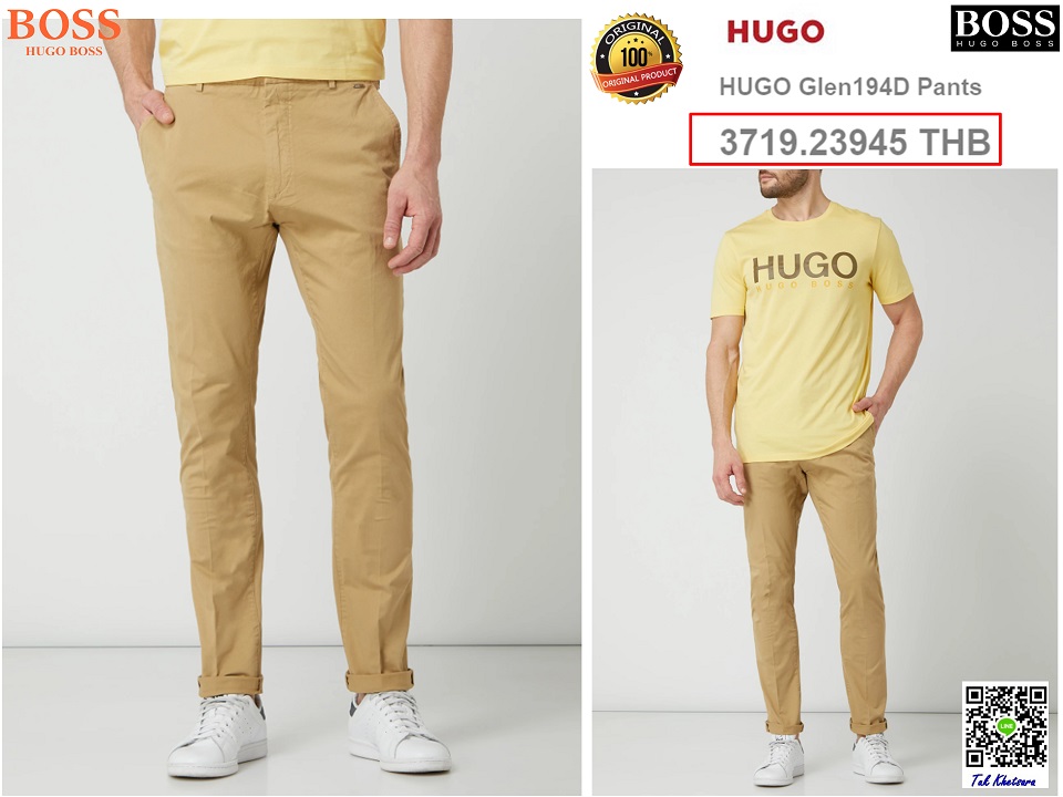 sale 370  เอว 37-38-39 นิ้ว กางเกงขายาว HUGO TROUSERS GLEN194D SLIM FIT