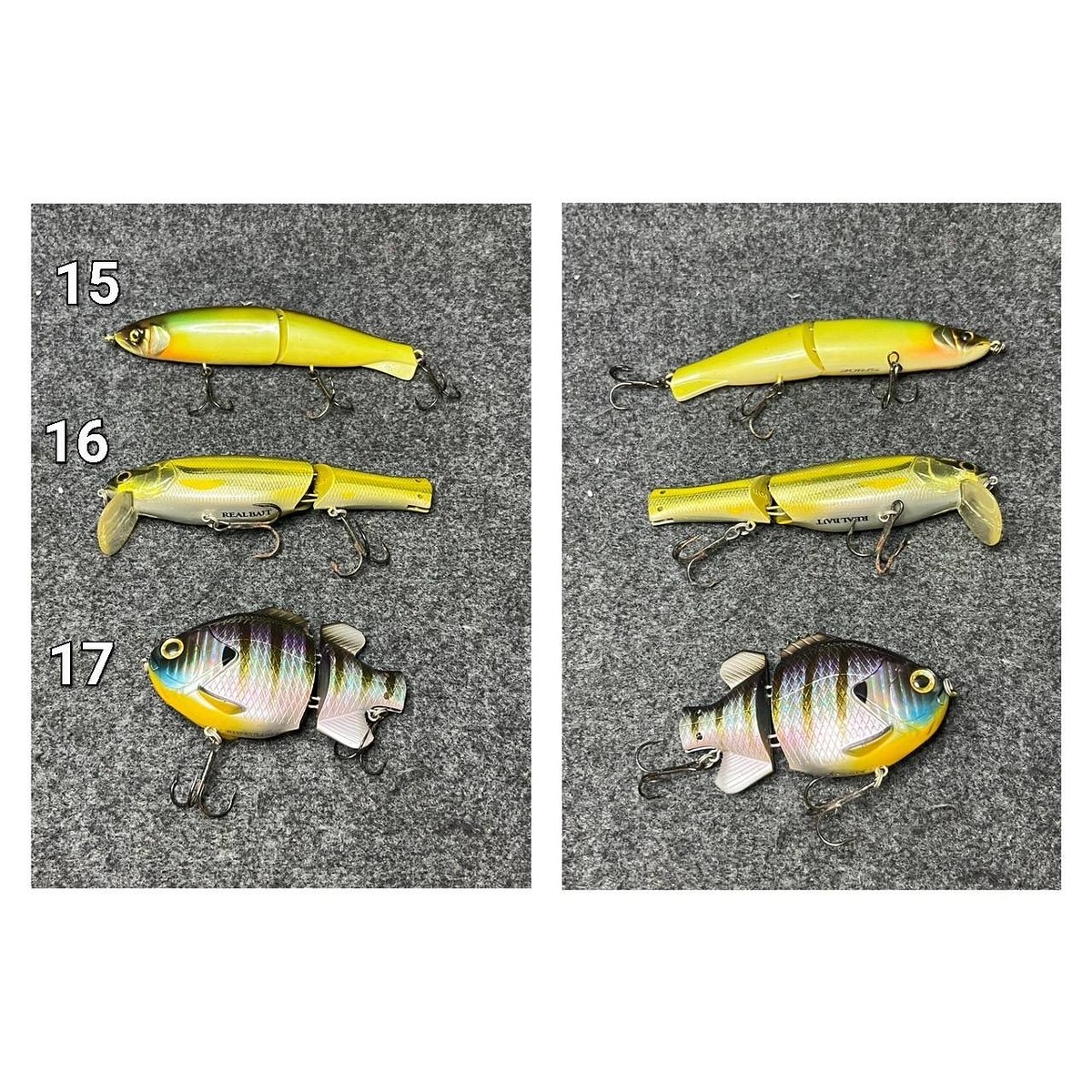 15. Jackall Sride ขนาด 130  ราคา 270

16. LUCKY CRAFT REAL BAIT 128 F  ราคา 230

17.KIWAMIGILL ร