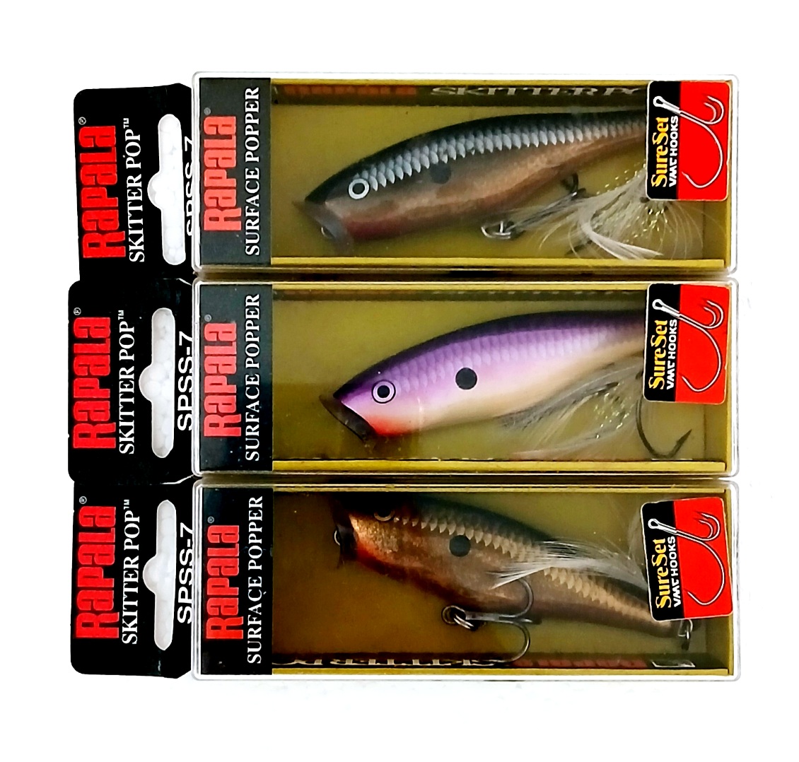 
[b]จากบนลงล่าง[/b]

1. Rapala Skitter Pop SPSS-7 CH (Chrome) รุ่นเก่า หายาก เลิกผลิต

[b]ขายตั