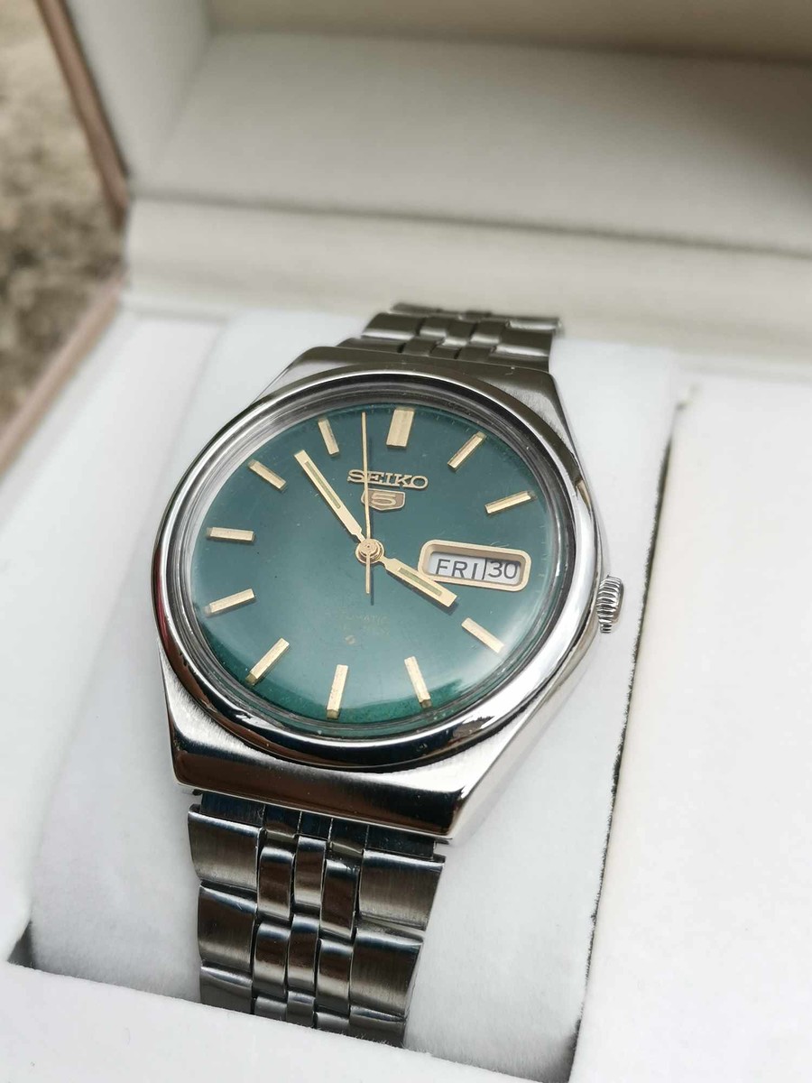 นาฬิกา Seiko 5​ Automatic Vintage กลไกลระบบเครื่อง 6309 หน้า​เขียวเหนี่ยวทรัพย์​