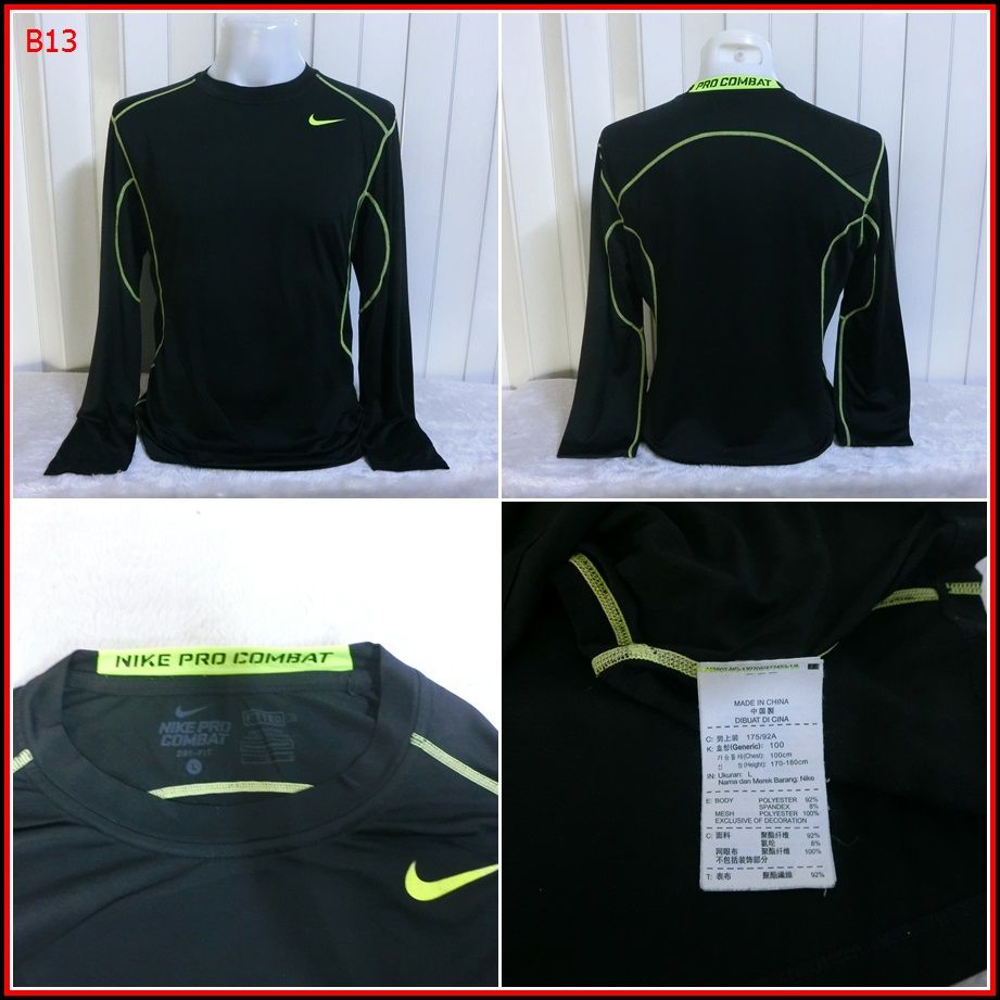 B13. Nike Pro Combat  เสื้อใส่ออกทริปกลางแจ้ง วิ่ง เดินป่าและแคมปิ้ง สภาพดี ไม่มีตำหนิ เนื้อผ้าแห้งไ